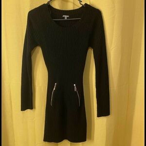 Charlotte Russe Black Ribbed Knit Sweater Dress M